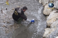 The operation focused on illegal discharges at sea, in rivers, or in coastal areas, such as here in Spain where the Guardia Civil takes samples from local waterways